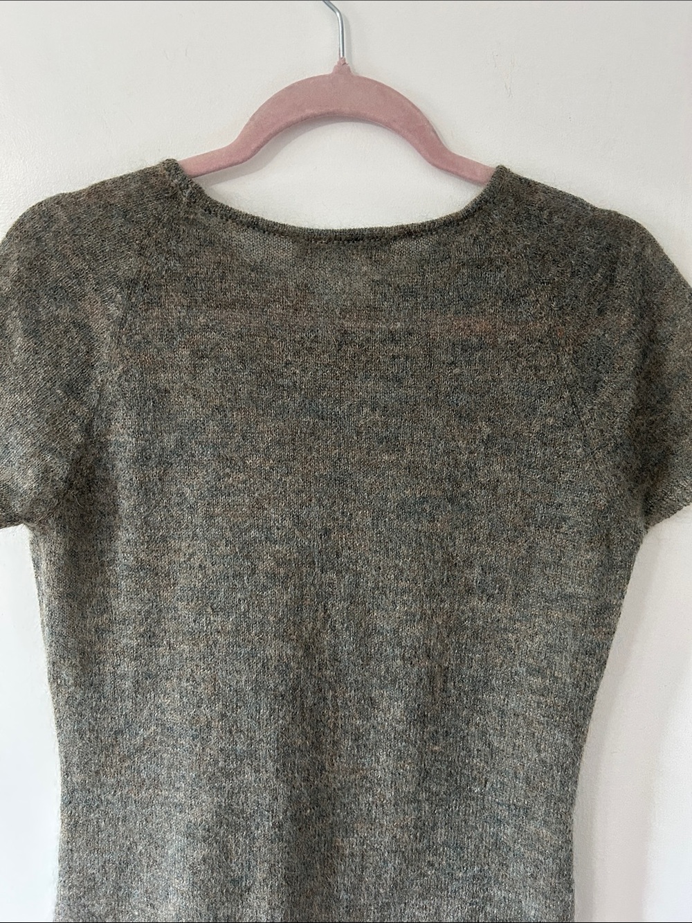 Jaeger Kid Mohair Blend Sweater Heather Olive Soft Airy Knit Crewneck Medium - Picture 7 of 16